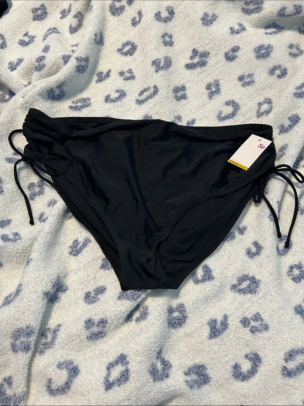 SO Black Juniors Plus Swim Bottoms with Side Tie 3x